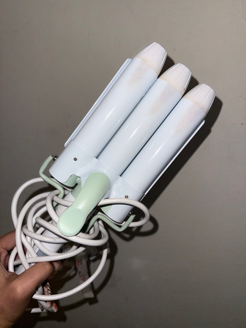 Triple Barrel Hair Waver in White and Mint by mane